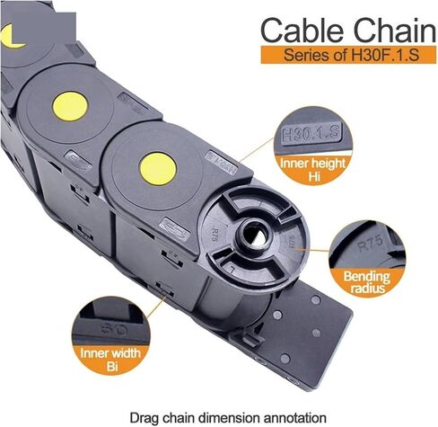 BIRAN 1-Meter Cable Drag Chain. Series of H30F.1.S-Sealing Type Open Both Side(125mm,30x57 mm-FJT) in Saudi Arabia