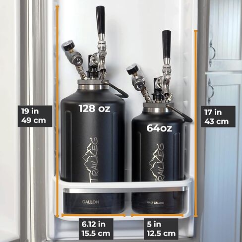 Carbonated Growler Pro Package, Gallon & Half Gallon - 18/8 Stainless Steel - Vacuum Insulated Double Wall, Craft Beverage Dispenser for Beer, Soda, Cocktails, and Kombucha in Kuwait
