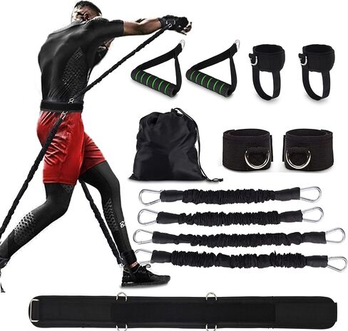 نطاقات مقاومة الملاكمة معدات تدريب ملاكمة MMA مع مقابض/كفة/حزام في الكاحل للرجال ، وملحقات الملاكمة الظل للركل تمرينات تمرينات اللياقة الكاملة لتعزيز الطاقة/السرعة/الرشاقة in Kuwait