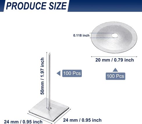 PATIKIL 30mm Self Stick Insulation Pins, 100Sets 0.95in Washers Aluminum Insulation Hangers Cap Round Washers for Foam Board Wall Floor Ceiling in Saudi Arabia