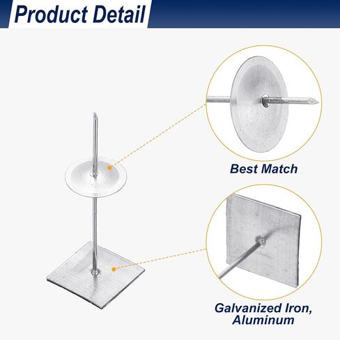 PATIKIL 30mm Self Stick Insulation Pins, 100Sets 0.95in Washers Aluminum Insulation Hangers Cap Round Washers for Foam Board Wall Floor Ceiling in Saudi Arabia