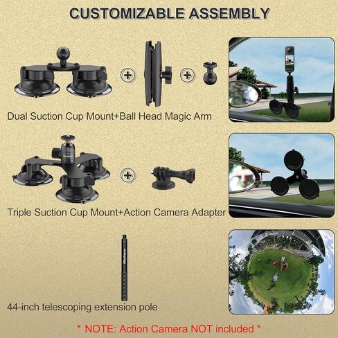 Suction Cup Mount, Windshield Suction Mount Bracket, Dash Cam Mount with 1/4" Thread for Magic Arm Gopro Adapter, Compatible with GoPro Hero, Insta360, Most of Action Camera in Kuwait