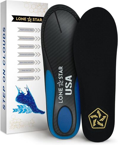LONE Star Carbon Fiber Insooles - Performance Arch Support Flat Feet & Heel Pain لكرة السلة والكرة الطائرة وكرة القدم والتنس وألعاب القوى والبيسبول والجري ونمط الحياة النشط in Saudi Arabia