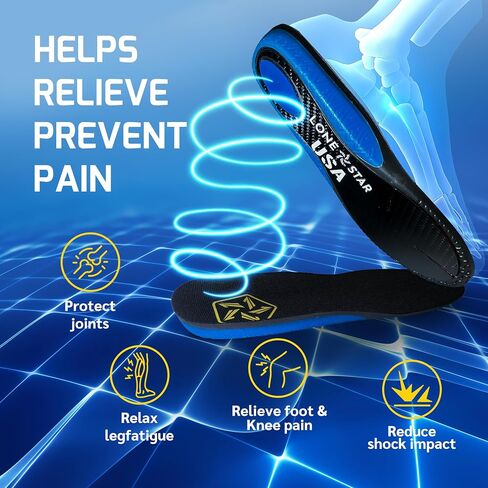 LONE Star Carbon Fiber Insooles - Performance Arch Support Flat Feet & Heel Pain لكرة السلة والكرة الطائرة وكرة القدم والتنس وألعاب القوى والبيسبول والجري ونمط الحياة النشط in Saudi Arabia
