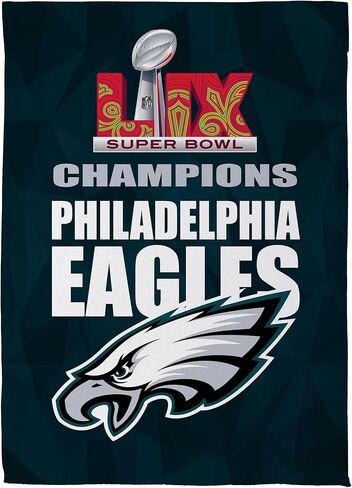 Team Sports America NFL Philadelphia Eagles Superbowl 59 Championship Double Sided Flag, Officially Licensed Sports Flags For Outside Decoration, Gift for Football Fans (12"x18") in Kuwait