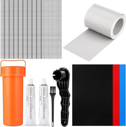 Inflatable Boat Repair Kit Include 3 x PVC Patch, 10 x Reinforcing Mesh Cord, 1 x Kayak Patches Tape, 2 x 30 ml Glue and 1 x Maintenance Kit for Inflatable Raft Boat Canoe Kayak in Saudi Arabia