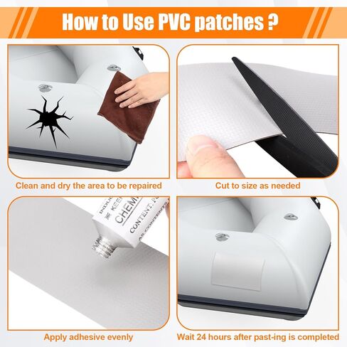 Inflatable Boat Repair Kit Include 3 x PVC Patch, 10 x Reinforcing Mesh Cord, 1 x Kayak Patches Tape, 2 x 30 ml Glue and 1 x Maintenance Kit for Inflatable Raft Boat Canoe Kayak in Saudi Arabia