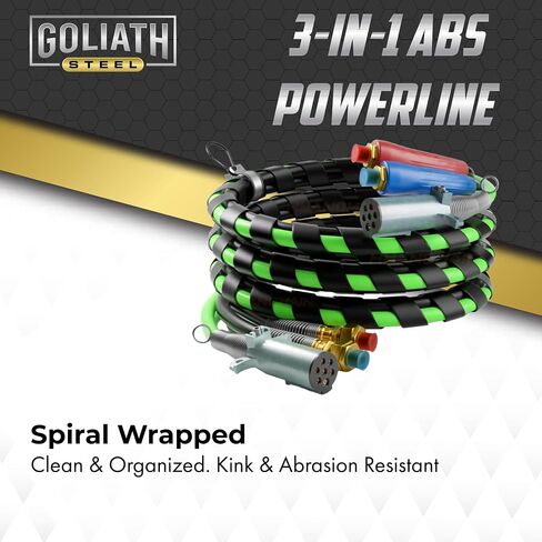 Goliath Steel 15ft 3-in-1 ABS & Power Air Line Hose - Wrapped - 7-Way Electrical Cable for Semi Truck, Trailer & Tractor, 15 Feet in Saudi Arabia