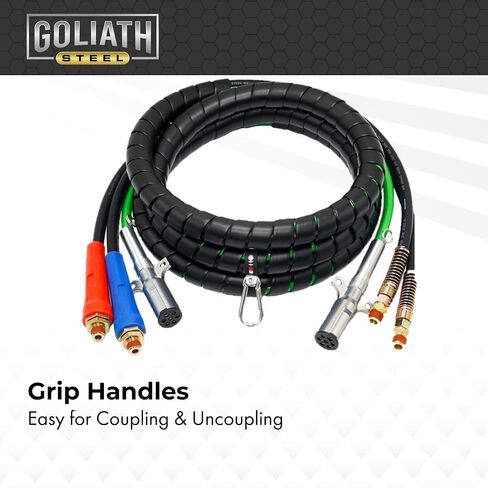 Goliath Steel 15ft 3-in-1 ABS & Power Air Line Hose - Wrapped - 7-Way Electrical Cable for Semi Truck, Trailer & Tractor, 15 Feet in Saudi Arabia