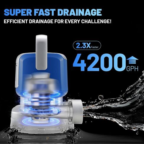 1/2 HP 3000 GPH مضخة المياه الغاطسة - مضخة فائدة كهربائية محمولة لتجمعات التصريف ، أحواض الاستحمام الساخنة ، أحواض الحديقة | مضخة نقل عالية الكفاءة مع تصميم مضغوط (برتقالي) (أزرق ، 4200 GPH) in Saudi Arabia