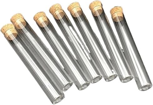 50pcs/pack 15x100mm مختبر أنابيب اختبار زجاجية مسطحة واضحة مع لوازم مختبر سدادات خشبية الفلين in Saudi Arabia