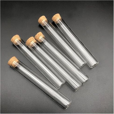 50pcs/pack 15x100mm مختبر أنابيب اختبار زجاجية مسطحة واضحة مع لوازم مختبر سدادات خشبية الفلين in Saudi Arabia