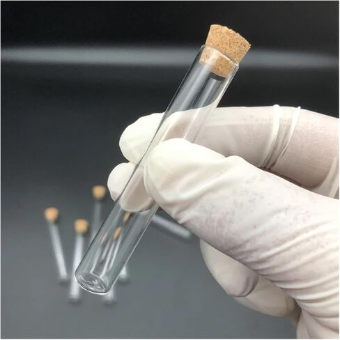 50pcs/pack 15x100mm مختبر أنابيب اختبار زجاجية مسطحة واضحة مع لوازم مختبر سدادات خشبية الفلين in Saudi Arabia