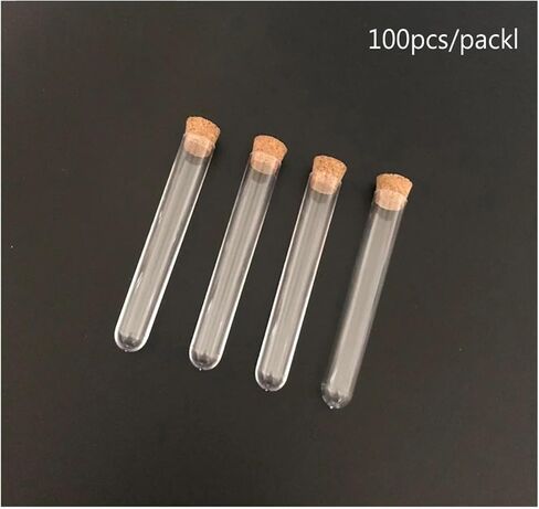 [100pcs/pack] 13 * 78mm أنبوب اختبار بلاستيكي مع غطاء Cork Cap U. أسفل أنبوب اختبار الزجاج بديل قارورة للمختبر المدرسي in Saudi Arabia