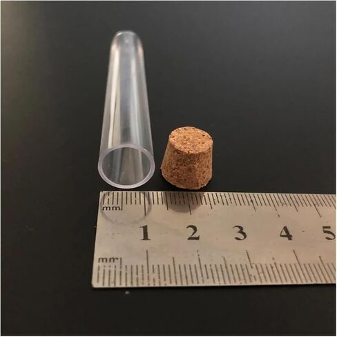 [100pcs/pack] 13 * 78mm أنبوب اختبار بلاستيكي مع غطاء Cork Cap U. أسفل أنبوب اختبار الزجاج بديل قارورة للمختبر المدرسي in Saudi Arabia