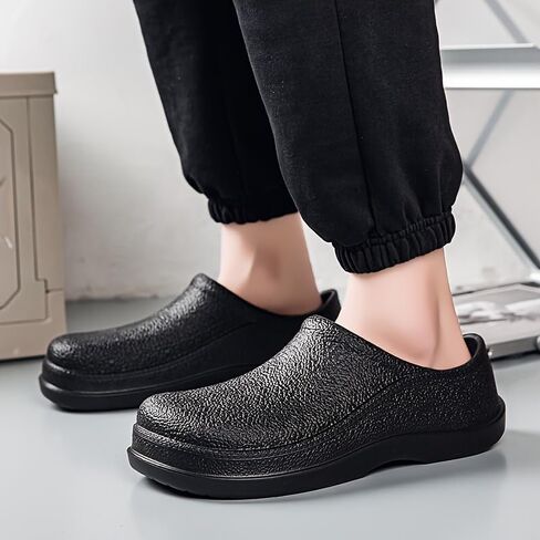 Men's Solid Colour Slip On Waterproof & Oil Proof Chef Shoes, Comfy Non Slip Casual Durable EVA Kitchen Shoes for Men's Indoor Outdoor Activities in Saudi Arabia