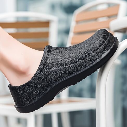 Men's Solid Colour Slip On Waterproof & Oil Proof Chef Shoes, Comfy Non Slip Casual Durable EVA Kitchen Shoes for Men's Indoor Outdoor Activities in Saudi Arabia