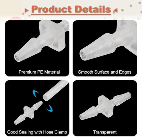UXCELL 12PCS خرطوم البلاستيك تركيب بارب ، 3/32 "× 3/32" موصلات أنابيب بارب خرطوم محول محول مينر مينر لتوصيل خرطوم الهواء غاز الوقود in Saudi Arabia
