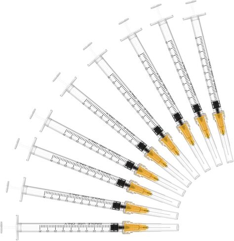 25 Gauge 5/8 inch Needle with Syringe (100Pack),1ml Luer Lock Disposable Syringes with Needle,Individually Wrapped in Saudi Arabia