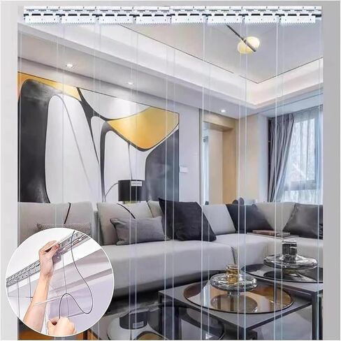 ستارة الستار البلاستيكية مجموعة ستارة ستريت PVC ، البلاستيك الصافي مع ستائر الشريط ، مناسبة للغرفة النظيفة وغرفة النوم والمطبخ ، 1.6 مم ، 1.35x2.4m in Kuwait