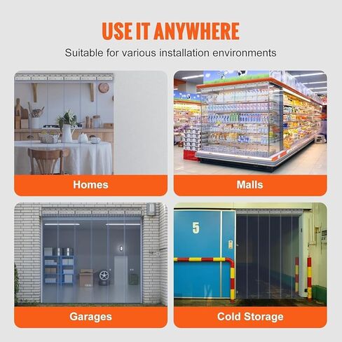 ستارة الستار البلاستيكية مجموعة ستارة ستريت PVC ، البلاستيك الصافي مع ستائر الشريط ، مناسبة للغرفة النظيفة وغرفة النوم والمطبخ ، 1.6 مم ، 1.35x2.4m in Kuwait