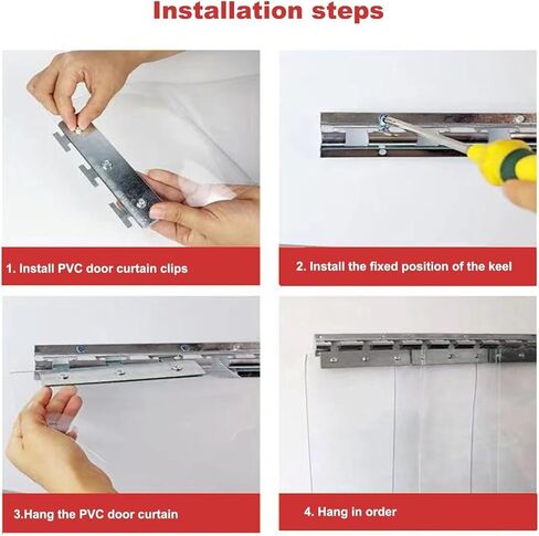 ستارة الستار البلاستيكية مجموعة ستارة ستريت PVC ، البلاستيك الصافي مع ستائر الشريط ، مناسبة للغرفة النظيفة وغرفة النوم والمطبخ ، 1.6 مم ، 1.35x2.4m in Kuwait