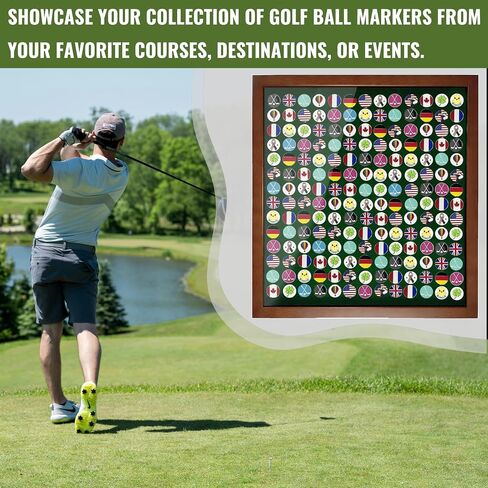 100 لعبة Golf Ball Marker Case Magnetic 15.5 "W × 16.5" H الحائط مثبتة على الحائط عرض الإطار مربع الظل مربع الاكريليك لوحة مغناطيسية مناسبة لجمع علامات كرة الجولف in Kuwait