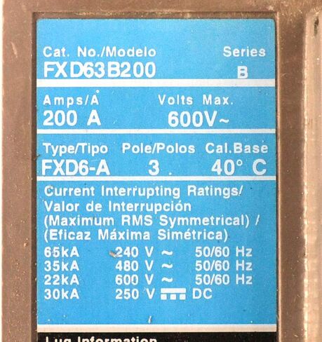 Siemens FXD63B200 Breaker Circuit Sentron 200-AMP 600VAC 3-POLE TRIP in Saudi Arabia