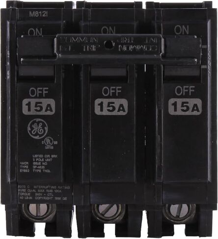 ABB Q-Line® THQL32015 Circuit Breaker • 15A/3-Pole Configuration • 120/240 VAC, 10 kAIC • Thermal Magnetic Trip • Quick-Make/Quick-Break Mechanism • Plug-in Mount in Saudi Arabia