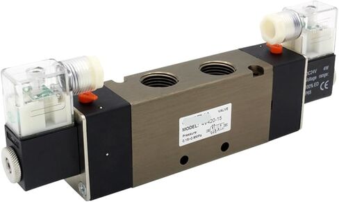 4v420-15 تعديل التدفق الهوائي صمام الملف اللولبي 5-Way 2 الموضع 2 الموضع DC24V DC12V AC110 AC220V مع الملحقات (مع تركيبات 8 مم ، 4V420-15 DC24V) in Saudi Arabia