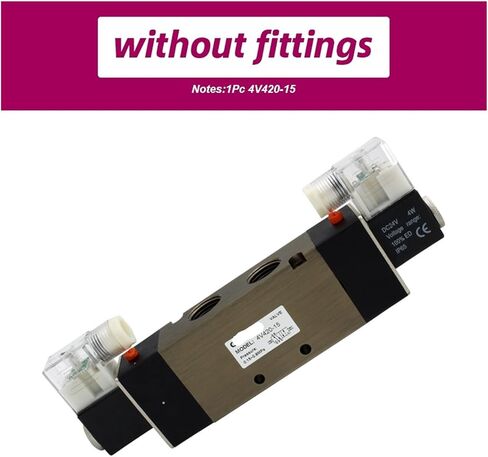 4v420-15 تعديل التدفق الهوائي صمام الملف اللولبي 5-Way 2 الموضع 2 الموضع DC24V DC12V AC110 AC220V مع الملحقات (مع تركيبات 8 مم ، 4V420-15 DC24V) in Saudi Arabia