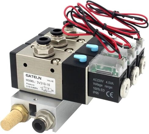 3V310-10-NC Normally Closed Solenoid Valve Station Block with Muffler Accessories Base Manifold DC12v DC24v AC110v AC220v 3 Ports(DC12V 6mm fittings) in Saudi Arabia