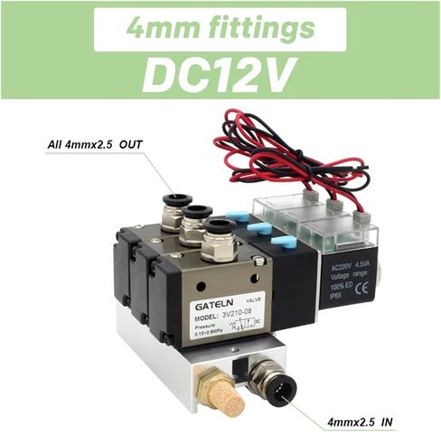 3V210-08-NO Normally Open Solenoid Valve Station Block with Muffler Accessories Base Manifold DC 12v 24v AC 110v 220v 3 Ports(AC220V 10mm fittings) in Saudi Arabia