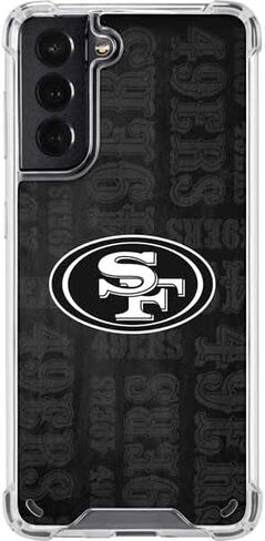 قضية هاتف Clear Clear متوافقة مع Galaxy S21 5G - NFL San Franciso 49ers بالأبيض والأسود تصميم in Saudi Arabia