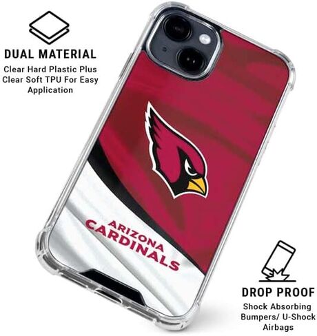 Skinit Clear Phone Case متوافق مع iPhone 14 - تصميم NFL Arizona Cardinals مرخص رسميًا in Saudi Arabia