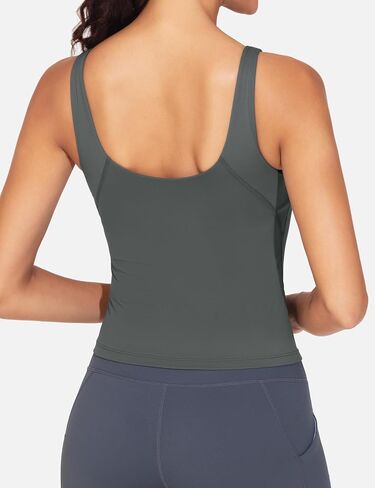 Dragon Fit Women's Longline Sports Bra Padded Workout Tank Tops Wirefree Camisole Tops for Gym Yoga Athletic Running in Kuwait