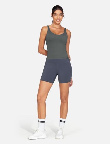 Dragon Fit Women's Longline Sports Bra Padded Workout Tank Tops Wirefree Camisole Tops for Gym Yoga Athletic Running in Kuwait