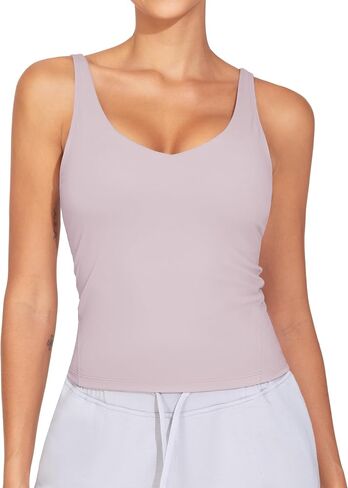 Dragon Fit Women's Longline Sports Bra Padded Workout Tank Tops Wirefree Camisole Tops for Gym Yoga Athletic Running in Kuwait