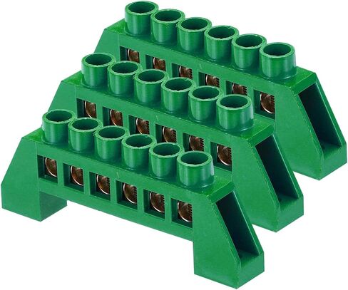 MECCANIXITY 3 Pcs Terminal Ground Bar, 6 Positions Screw Brass Terminal Bus Bar, 7x14mm Ground Terminal Block for Electrical Equipment, Distribution Box, Green in Saudi Arabia