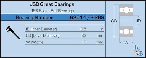 6201-1/2-2RS Two-Side Rubber Seal Ball Bearing | 1/2"" ID | 12.7x32x10 mm | High Precision | Low Noise | Deep Groove | Reliable for Industrial & Mechanical Applications in Saudi Arabia