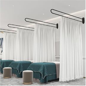 1PCS SARTAIN SARTAIN SARTAIN SARTAIN SARTAIN SARTAIN SARTAIN SARTAIN SARTION على شكل حرف U ، قضيب تقسيم الخصوصية المثبتة على الحائط ، لصالون التجميل ، غرفة ملائمة (أبيض ، 200 سم) in Kuwait