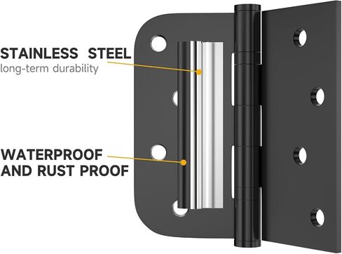Stainless Steel Hinges, Door Hinges, Exterior Door Hinges, 4 Inch Door Hardware with Square & 5/8" Radius Round Corners 3mm Thickness Heavy Duty Hinge (3 Pack, Silver) in Saudi Arabia