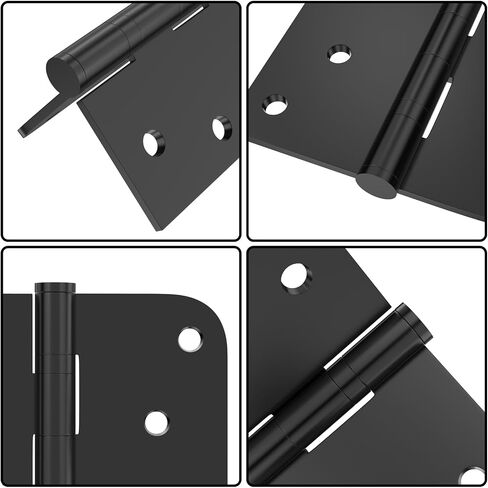 Stainless Steel Hinges, Door Hinges, Exterior Door Hinges, 4 Inch Door Hardware with Square & 5/8" Radius Round Corners 3mm Thickness Heavy Duty Hinge (3 Pack, Silver) in Saudi Arabia