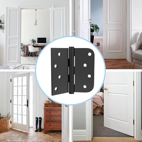 Stainless Steel Hinges, Door Hinges, Exterior Door Hinges, 4 Inch Door Hardware with Square & 5/8" Radius Round Corners 3mm Thickness Heavy Duty Hinge (3 Pack, Silver) in Saudi Arabia