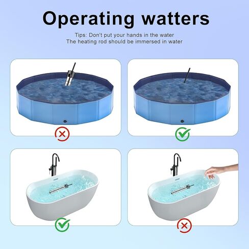 Portable Water Heater – 1300W Immersion Heater for Bathtub with Switch Control, Bucket, Hot Tub, and Mini Inflatable Pool – Fast Heating with Rust-Resistant 304 Stainless Steel Cap(Black) in Saudi Arabia