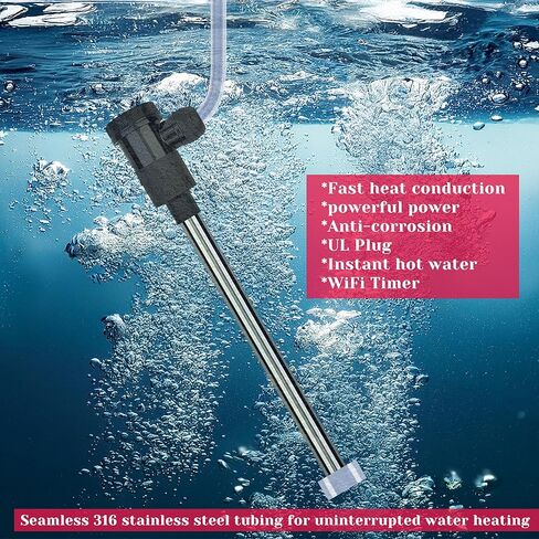 240V 3000W Immersion Water Heater for Hot Tub & Pool – Portable Electric Submersible Heater with Temp Control, Auto Shut-Off, and WiFi Timer for Swimming pool, Above Ground Pool, and Bathtub in Kuwait