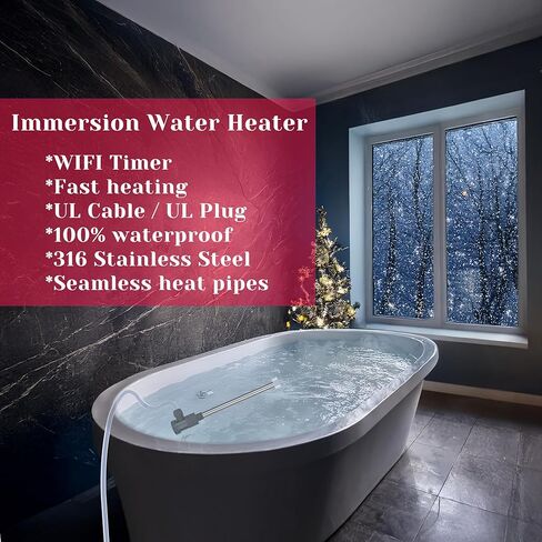 240V 3000W Immersion Water Heater for Hot Tub & Pool – Portable Electric Submersible Heater with Temp Control, Auto Shut-Off, and WiFi Timer for Swimming pool, Above Ground Pool, and Bathtub in Kuwait