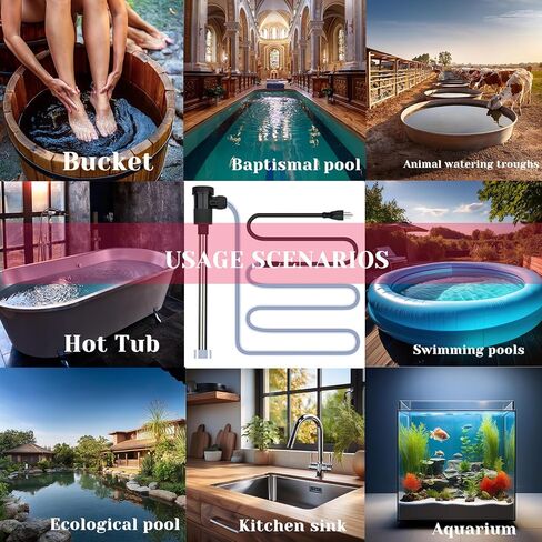 240V 3000W Immersion Water Heater for Hot Tub & Pool – Portable Electric Submersible Heater with Temp Control, Auto Shut-Off, and WiFi Timer for Swimming pool, Above Ground Pool, and Bathtub in Kuwait