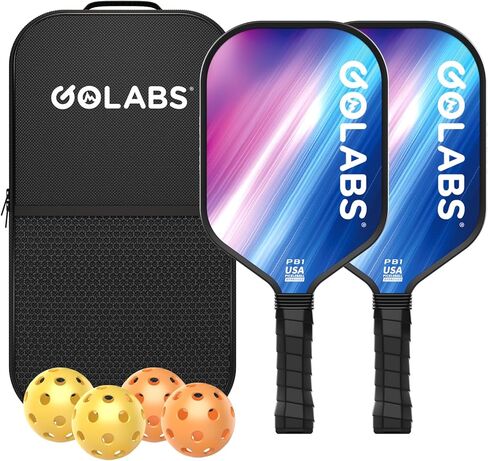 مجموعة مجاذيف Golabs PB1 Pickleball Paddles من 2 ، مجاذيف معتمدة من الألياف الزجاجية المعتمدة ، مع معتمدة من الألياف الزجاجية ، هدية رائعة للمبتدئين ، العائلة in Kuwait