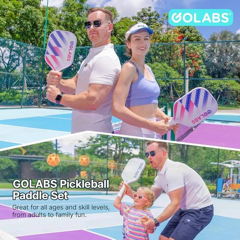 مجموعة مجاذيف Golabs PB1 Pickleball Paddles من 2 ، مجاذيف معتمدة من الألياف الزجاجية المعتمدة ، مع معتمدة من الألياف الزجاجية ، هدية رائعة للمبتدئين ، العائلة in Kuwait